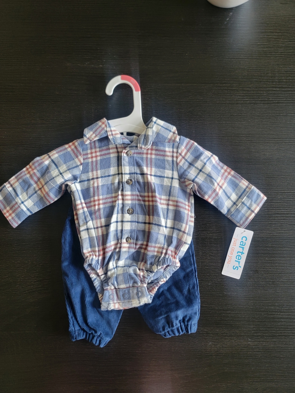 Carter's Just One You Baby Born Boys' 2pc Long Sleeve Plaid Bodysuit/Jogger Pant